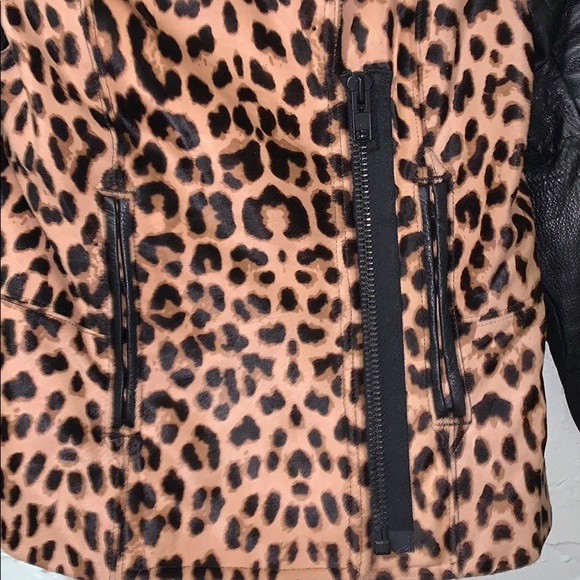 🐆RARE A.L.C. Leopard Calf Hair Lthr Motorcycle Jacket - Picture 4 of 7
